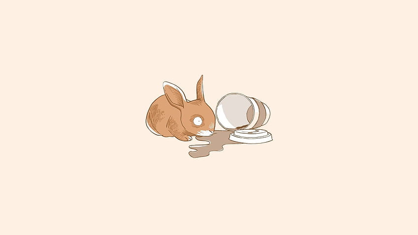 Soyut tavşanlar kahve basit basit. Hepsi, Minimalist Kahve HD duvar kağıdı