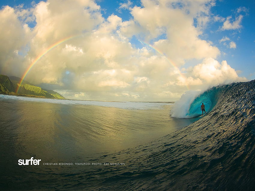 Teahupoo Rainbow & Wave - Vague Surf Fond d'écran HD