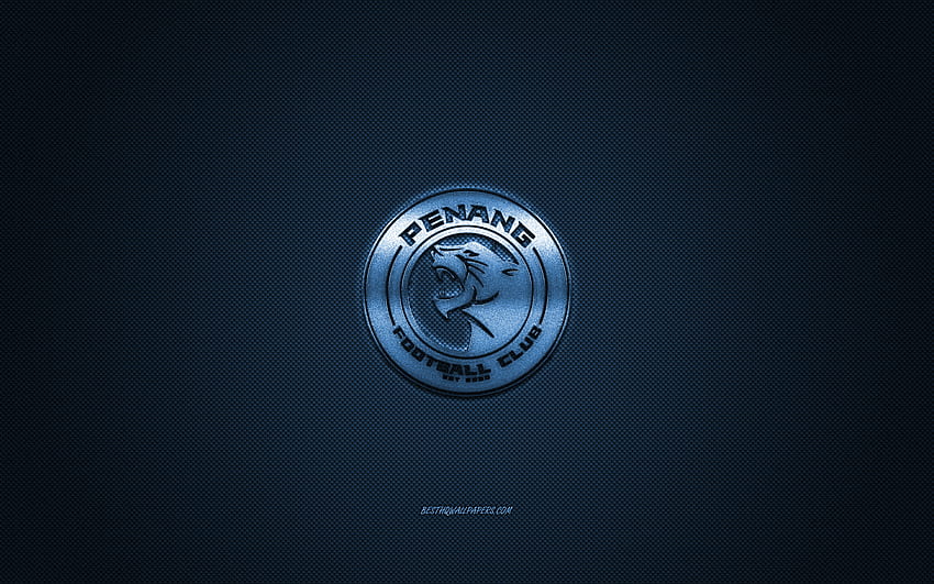 Penang FC, Malaysian football club, blue logo, blue carbon fiber background, Malaysia Super League, football, George Town, Malaysia, Penang FC logo HD wallpaper
