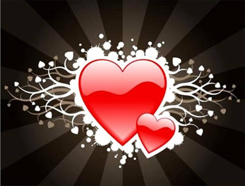2 Herzen, Streifen, rote Herzen, Liebe HD-Hintergrundbild