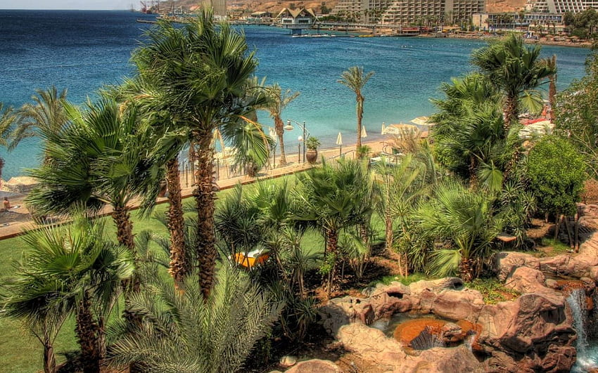 Costa de Eilat en colores vivos, colores, costa fondo de pantalla