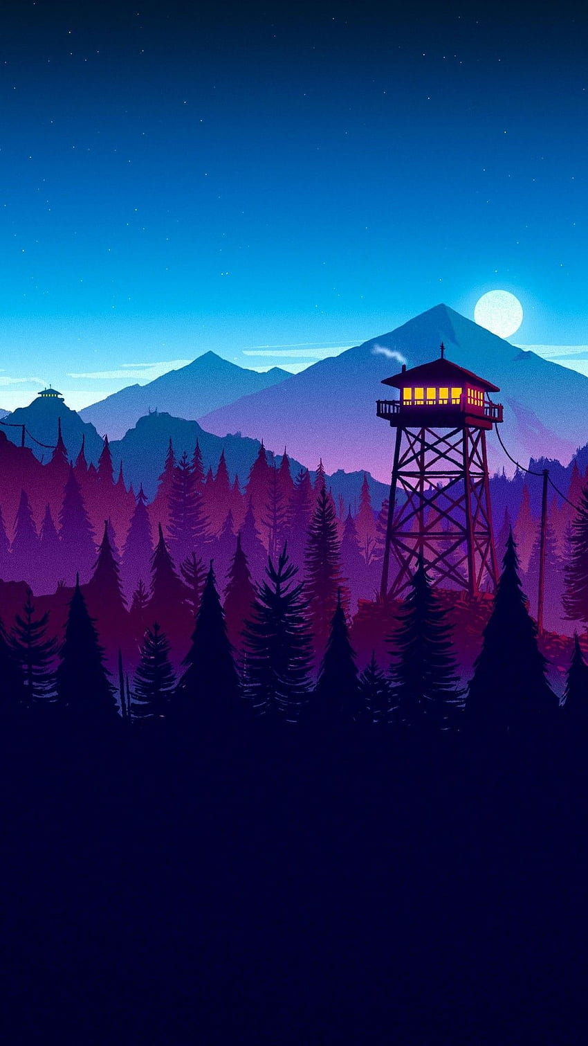 Естетичен анимационен планински изглед, анимационни планини HD тапет за телефон