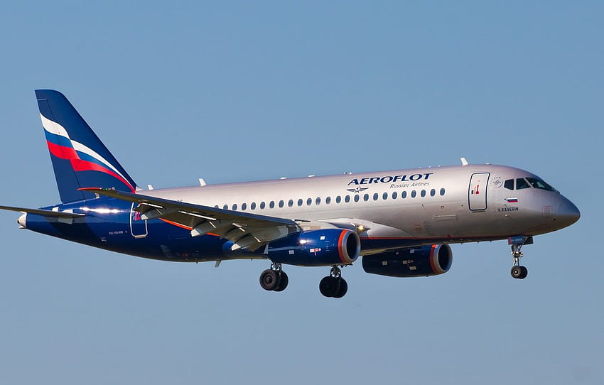 Aeroflot, Sukhoi Superjet 100, 100 95B Para , Seção авиация papel de parede HD