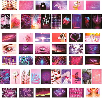 PANTIDE 50Pcs Danish Pastel Aesthetic Wall Collage Kit Pink Theme ...