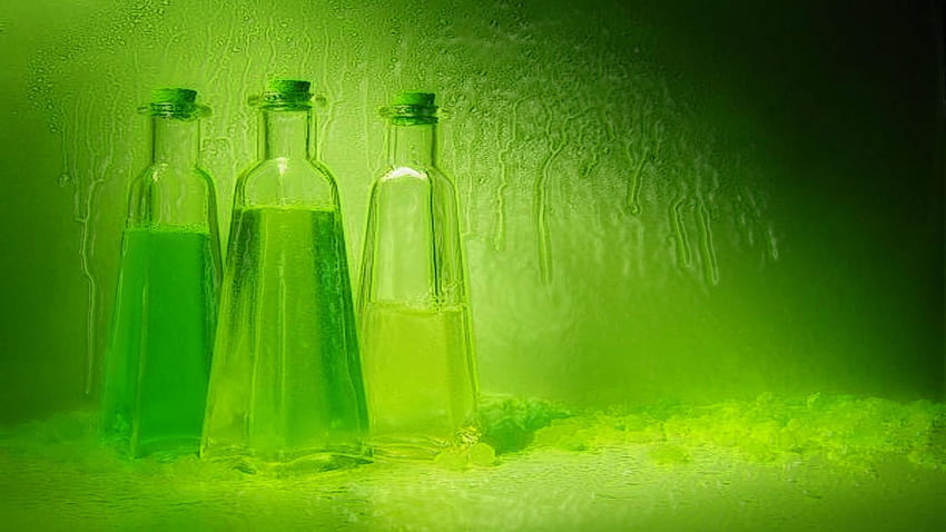 グリーンで落ち着いたボトルデザインワイド:、 高画質の壁紙
