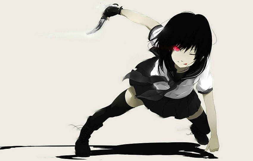 Wallpaper girl, red, the dark background, sword, anime, the devil, red,  girl for mobile and desktop, section прочее, resolution 1920x1200 - download