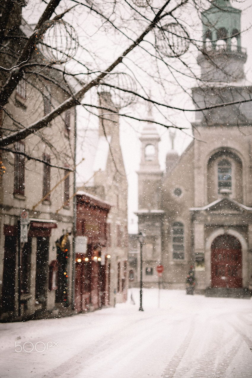 Tatillerde kışın eski Montreal Sokakları. Kanada, Seyahat edilecek en iyi yerler, Quebec şehri kışı, Berlin Kışı HD telefon duvar kağıdı