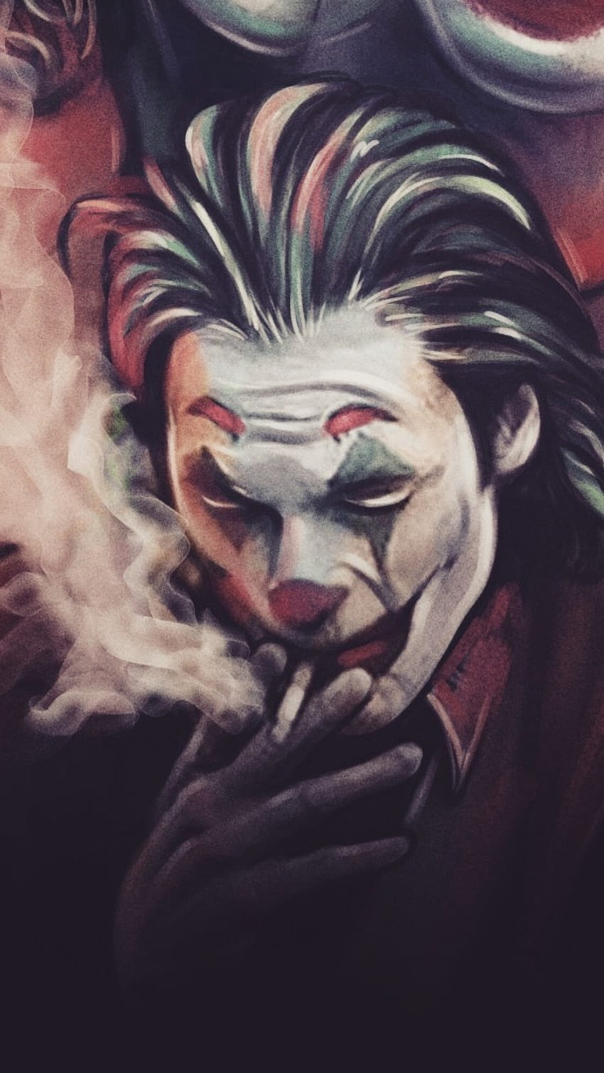Joker fumando, pintando fondo de pantalla del teléfono