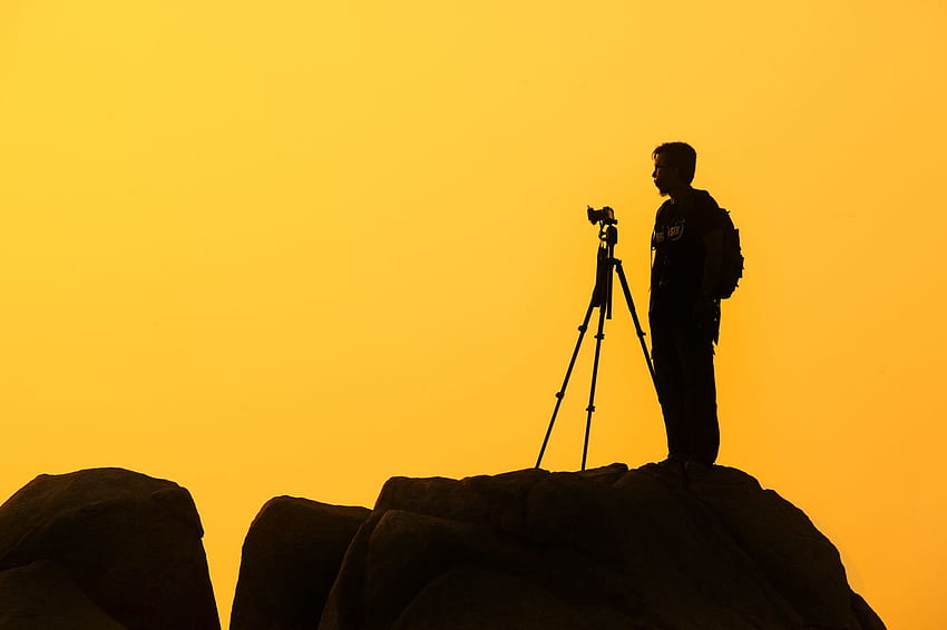 Silhouette Camera Stones graphy View grapher Yellow HD wallpaper