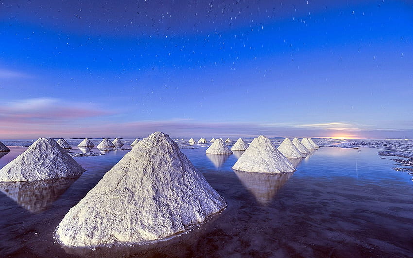 Pilhas de sal, Mar Morto, céu azul papel de parede HD