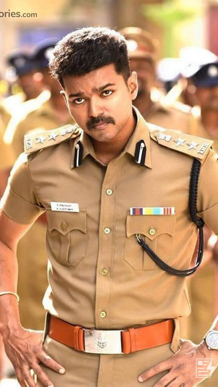 Thalapathy Vijay, uniforme della polizia, Theri Vijay Sfondo del telefono HD