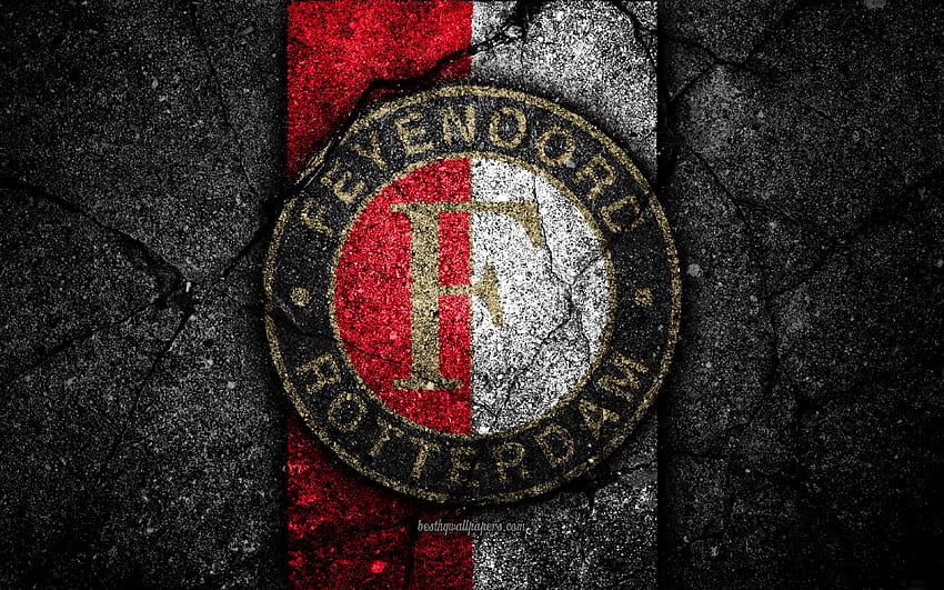 Feyenoord FC, logo, Eredivisie, soccer, grunge, Holland, football club, Feyenoord, asphalt texture, FC Feyenoord for with resolution . High Quality HD wallpaper