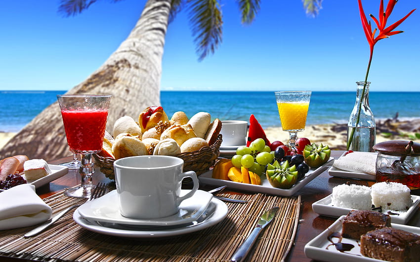Café da manhã, comida, resort, tropical papel de parede HD