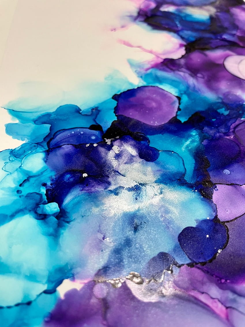 Original Alcohol Ink Painting A4 Size Plum Ink Painting HD phone wallpaper