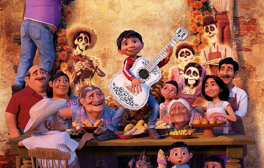table, people, cartoon, guitar, boy, fantasy, Disney, Miguel Coco HD wallpaper