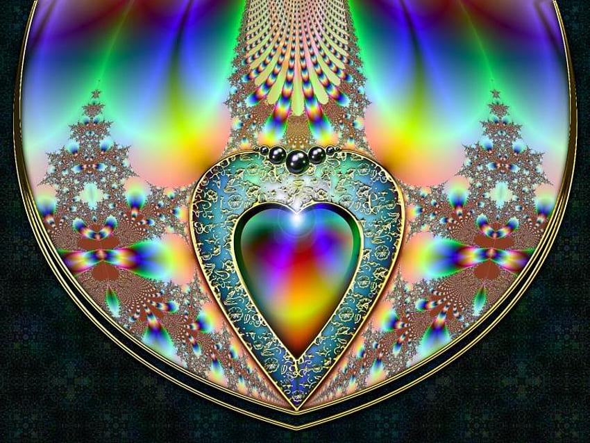 FractalArt19.jpg, permata, warna, hati, berkelas Wallpaper HD