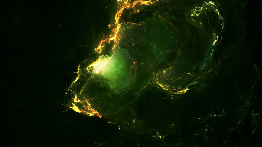 星雲、宇宙、星団、緑の星雲 高画質の壁紙