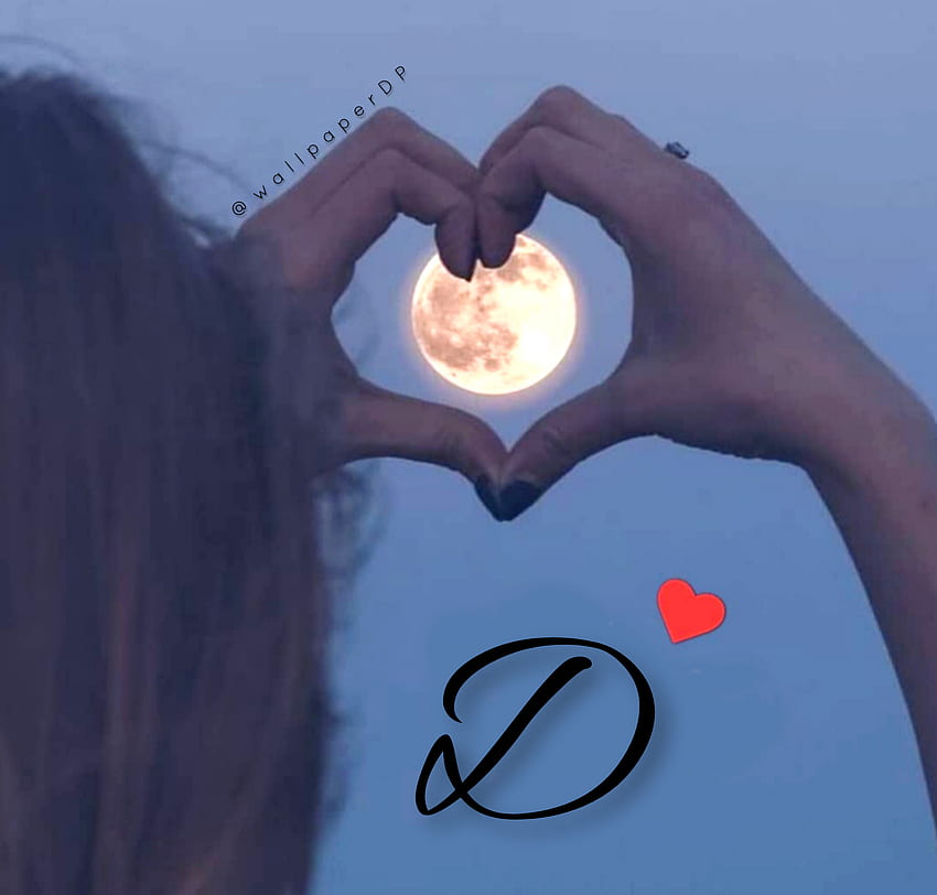 Cuore della mano con la luna piena dalla A alla Z lettere dell'alfabeto Dp, coppia DP Sfondo HD