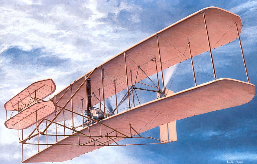 The Sky, The Plane, Figure, USA, ธันวาคม, First, The World, 1903, Flyer 1 For , Section авиация , Wright Flyer วอลล์เปเปอร์ HD