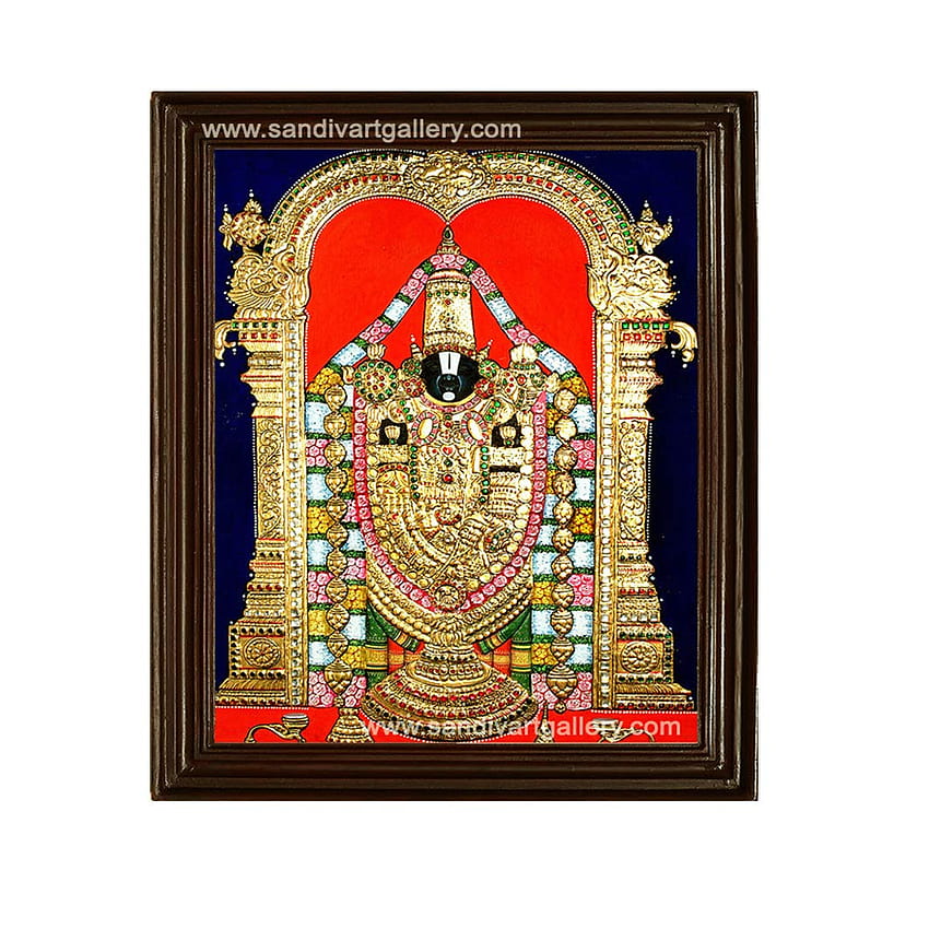 Sandiv Art Gallery Bois Or 22 carats Thirupathi Balaji Tanjore Peinture pour Pooja, Salon, Chambre (pouce) : Maison et Cuisine, Thanjavur Fond d'écran de téléphone HD