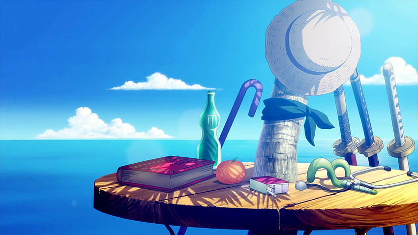 One Piece for Desktop Thousand Sunny Ship Ocean Clouds Artwork 4K wallpaper
