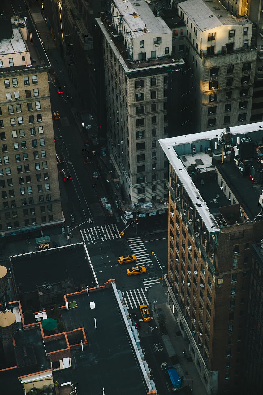 도시, 건물, 위에서 보기, 도시 풍경, 도시 풍경, 지붕, 거리, 뉴욕, 지붕 HD 전화 배경 화면