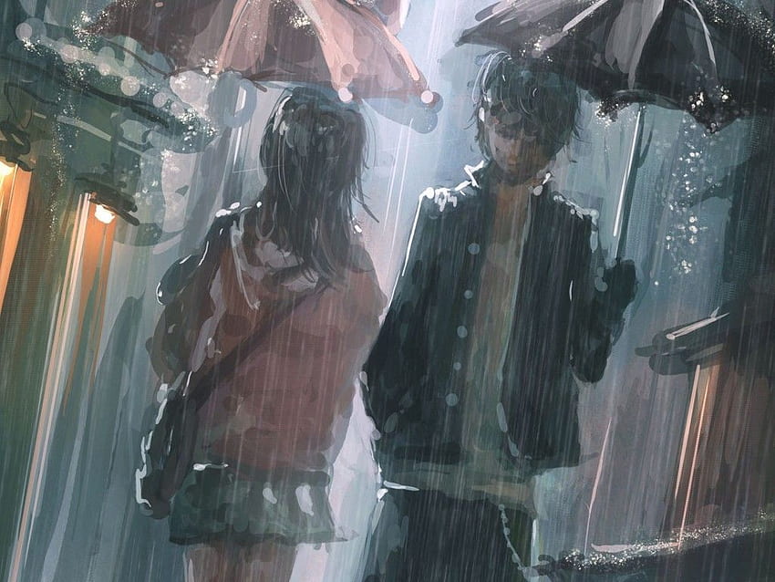 Lonely Anime, Falling Couple Sad Anime HD wallpaper