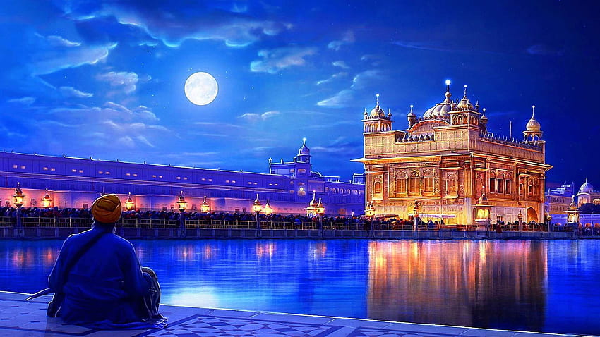 Tempio d'oro per la migliore collezione. Tempio d'oro Amritsar, Tempio d'oro, Tempio India, Tempio d'oro di notte Sfondo HD