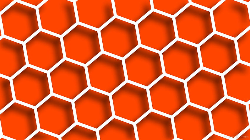 white hexagon orange drop shadow beehive orangered HD wallpaper