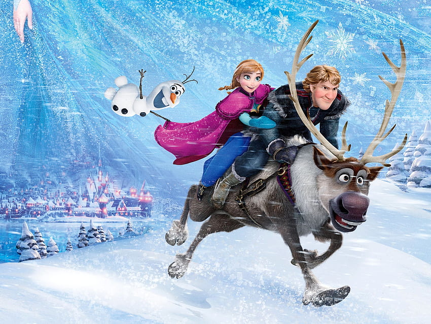 Frozen, Anna, Kristoff, Sven, Olaf & Background HD wallpaper