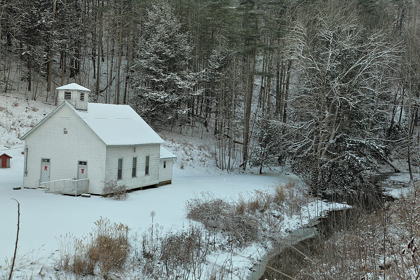 Country Church Snow Creek Structures Nature by [] for your , Mobile & Tablet. Explore WV Winter . WVU Football , WV for , WV HD wallpaper