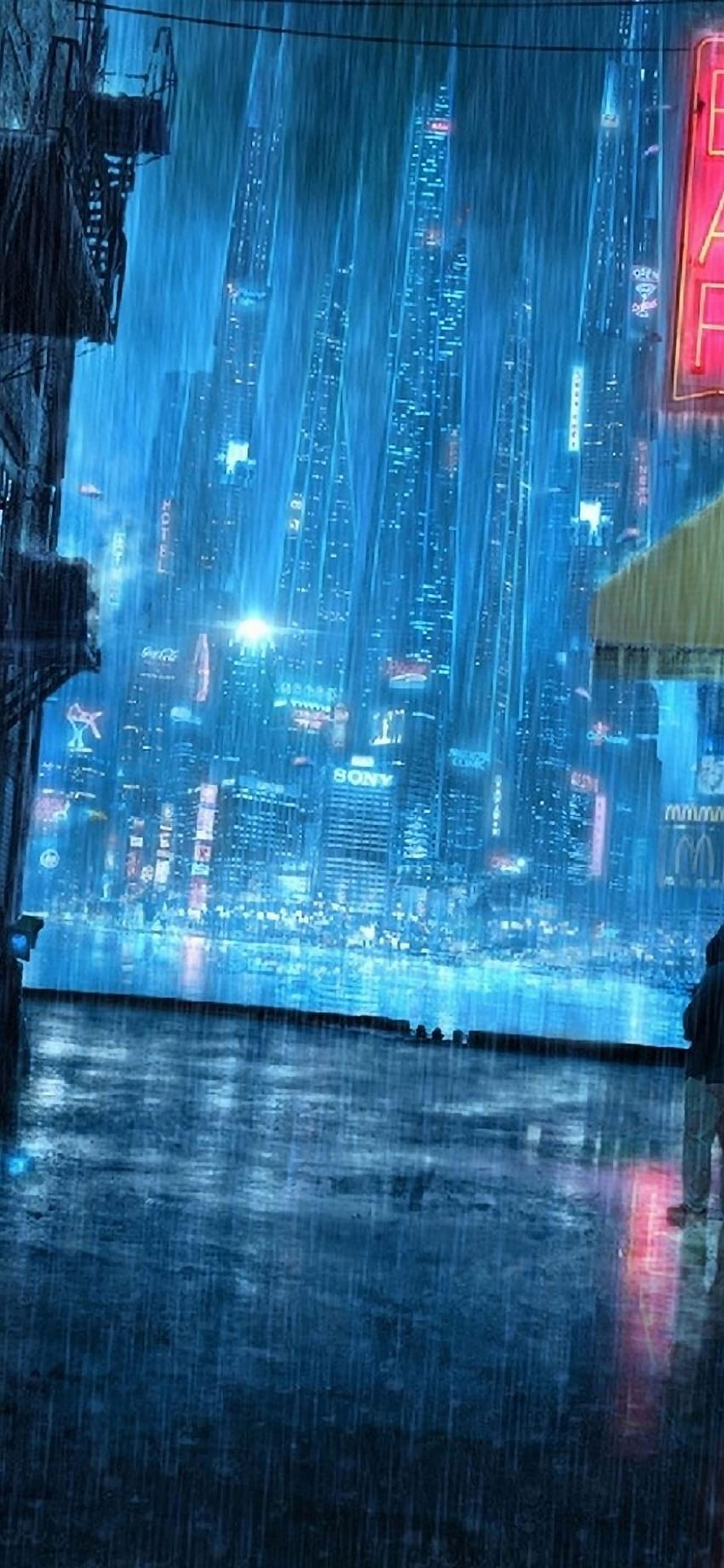 Calle de la noche lluviosa iPhone, Ciudad de la noche lluviosa fondo de pantalla del teléfono
