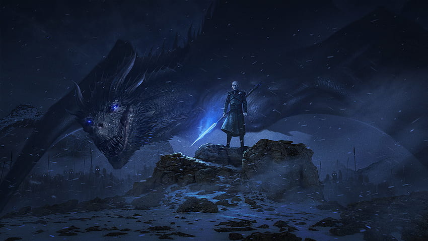Dragon and night king, artwork, Game of Thrones HD wallpaper