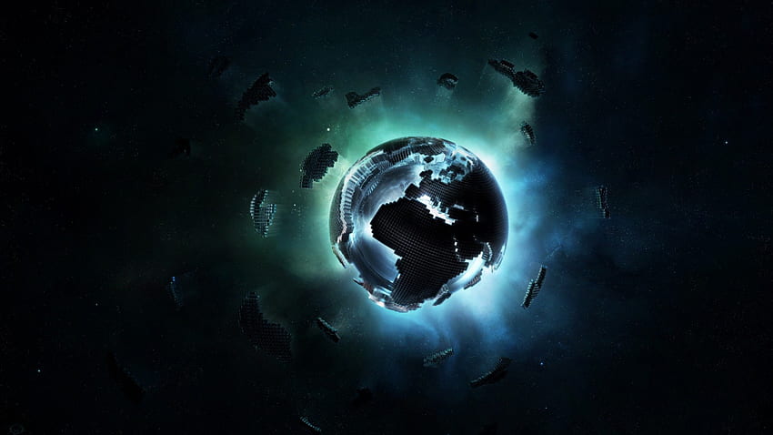 pixel earth, earth, pixel, planets, globe HD wallpaper