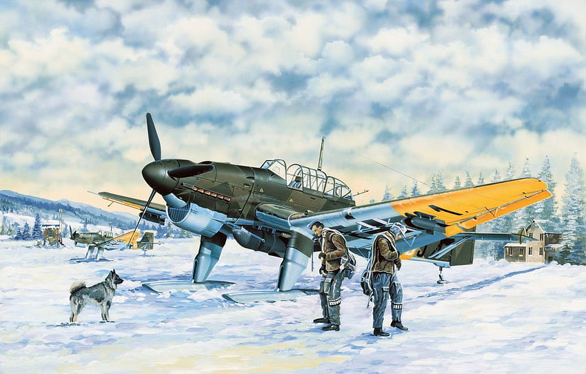 Krieg, Kunst, Flugzeug, Malerei, Luftfahrt, Ww2, Junkers Ju 87B 2 U4 Stuka For , Section авиация HD-Hintergrundbild
