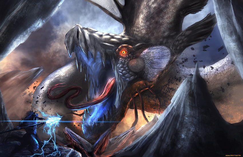 Epic Anime Fight Epic fantasy warrior dragon HD wallpaper