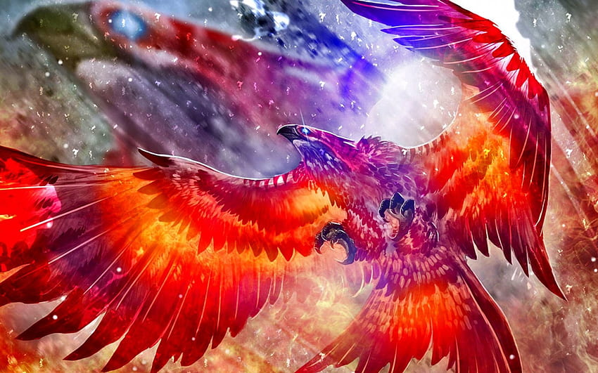 Phoenix Rising, magic, phoenix, color, bird, fantasy, fire HD wallpaper