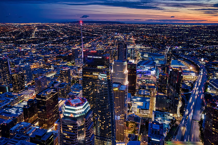 Cities, Lights, View From Above, Night City, Neon, Tower HD wallpaper