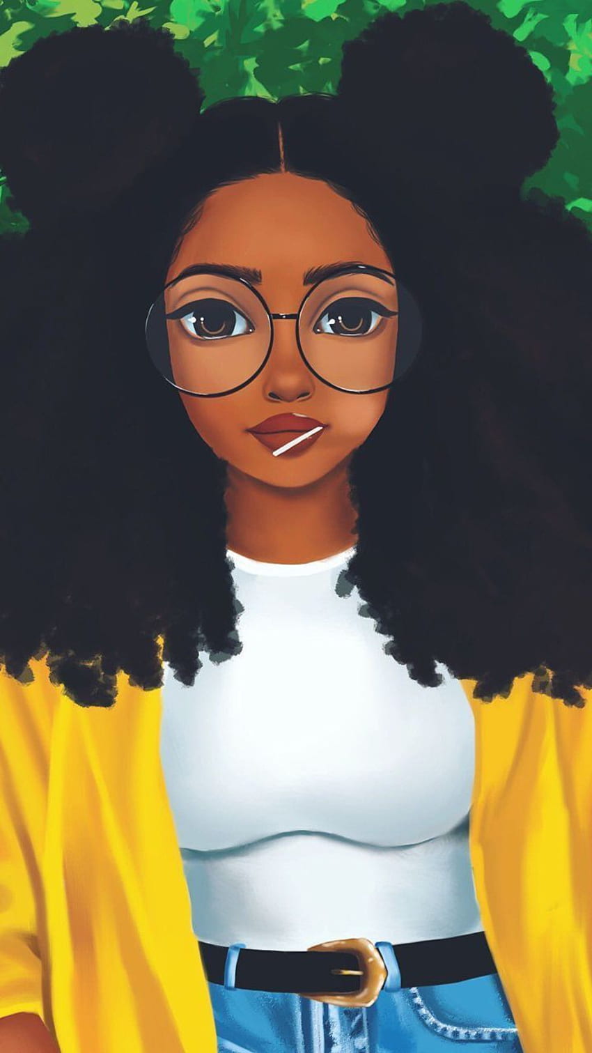 Art Black For Girls, Girl with Glasses Drawing Tumblr HD тапет за телефон