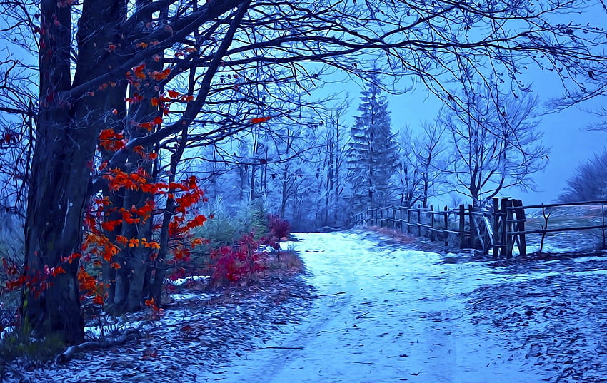 หิมะ, ทิวทัศน์, อารมณ์, ต้นไม้, งานศิลปะ, ฤดูหนาว - หญิงสาว, ฤดูหนาว 1900 x 1200 วอลล์เปเปอร์ HD
