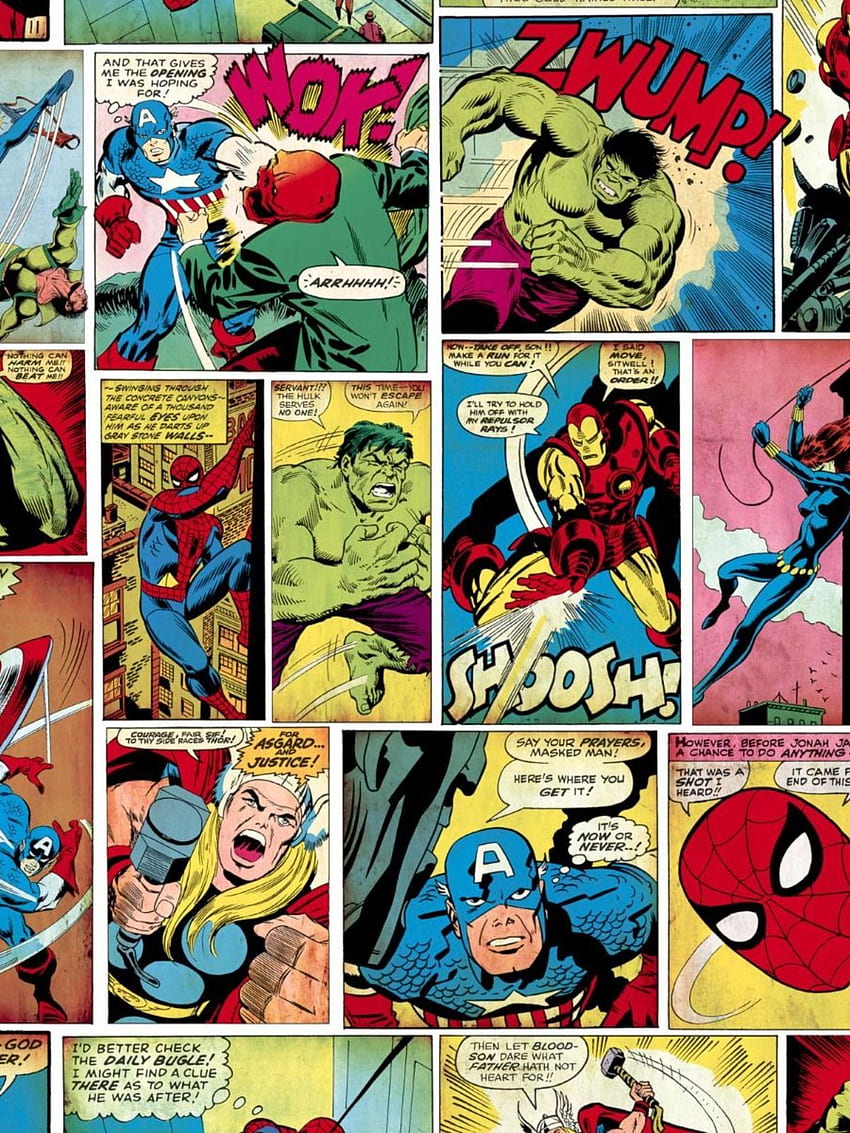 Marvel Comic Strip Multi Muriva 159501. Buku komik wallpaper ponsel HD