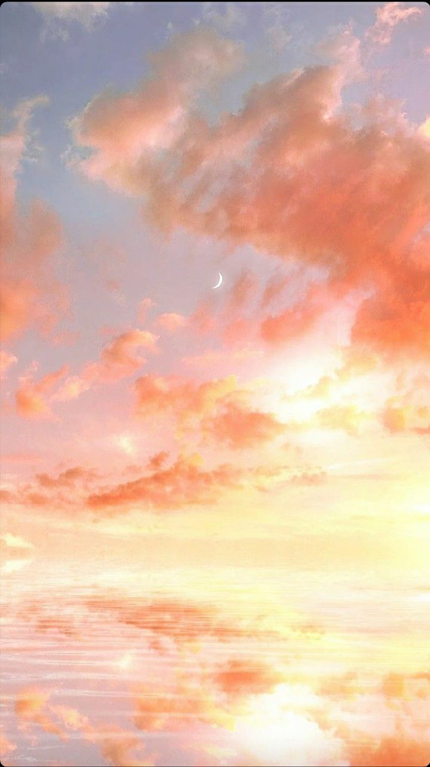 Sunset in 2020. Sky aesthetic, Pretty , Pastel sunset, Orange Clouds Aesthetic HD phone wallpaper