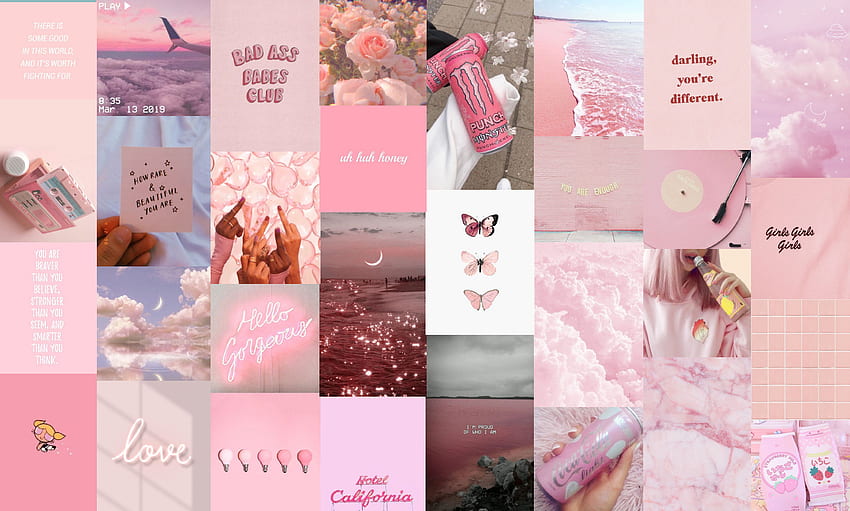 パステル ピンクの美的コラージュ ラップトップ - Novocom.top 高画質の壁紙