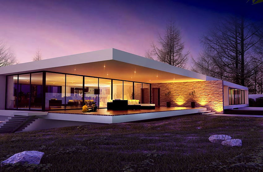 Design moderno e minimalista della casa Tutto Visualizza il layout della casa minimalista 14, Casa minimalista Sfondo HD
