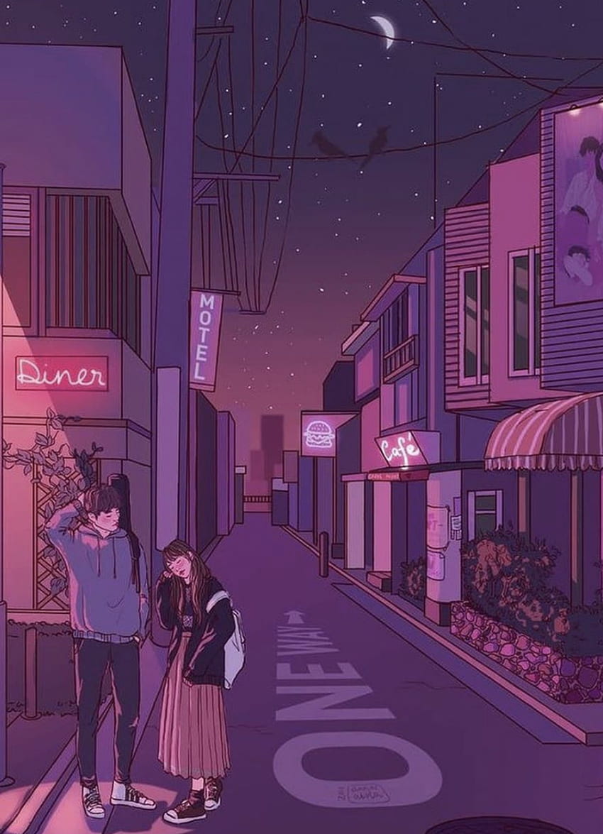 Download Purple Night City Tokyo Anime Wallpaper  Wallpaperscom