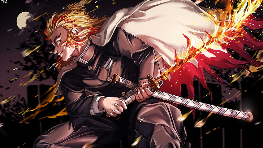 Download Kyojuro Rengoku Sword Demon Slayer Background  Wallpaperscom