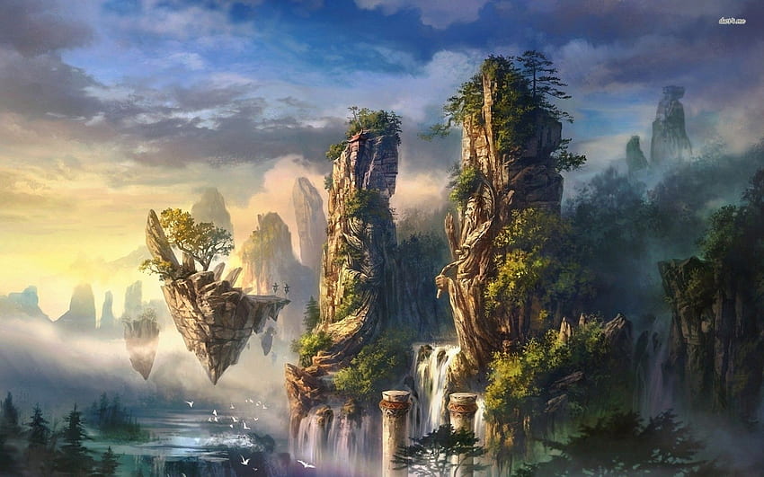 Floating City, Fantasy Island HD wallpaper
