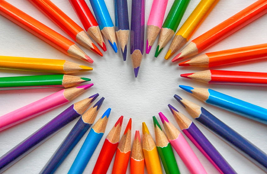 Colored Pencils, Heart, Colour Pencils, Set, Chiseled HD wallpaper