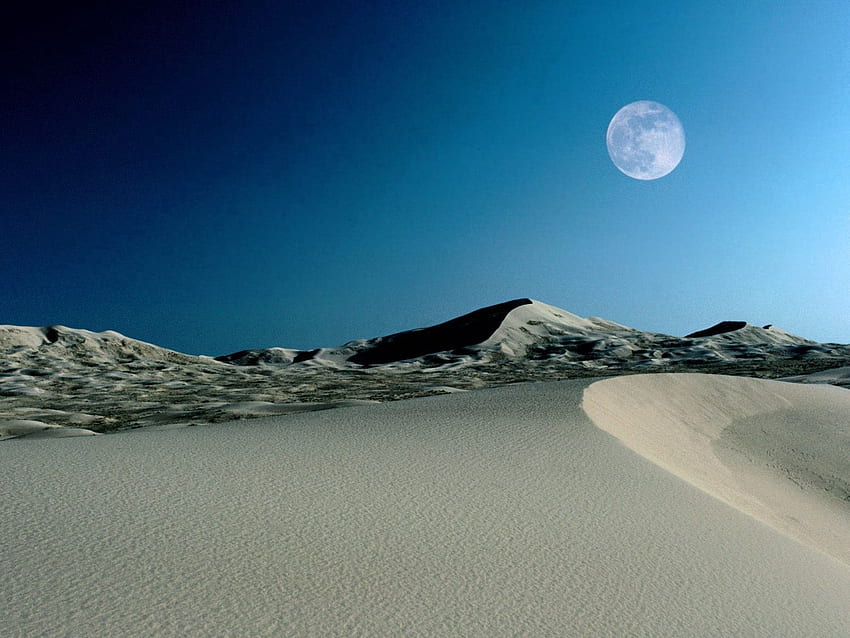 Nature, Sky, Sand, Moon, Desert, Dunes, Links HD wallpaper