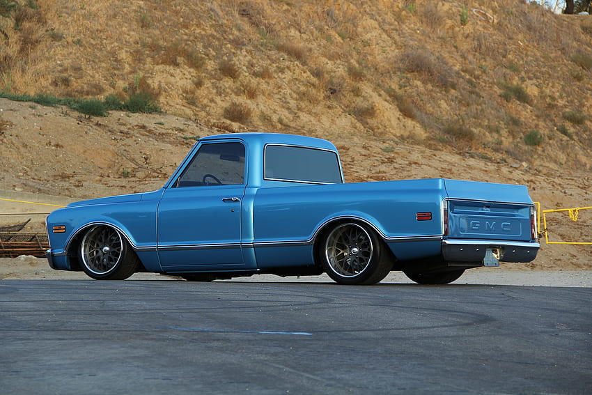 1968-GMC-C10, Truck, Lowered, Classic, Blue HD wallpaper